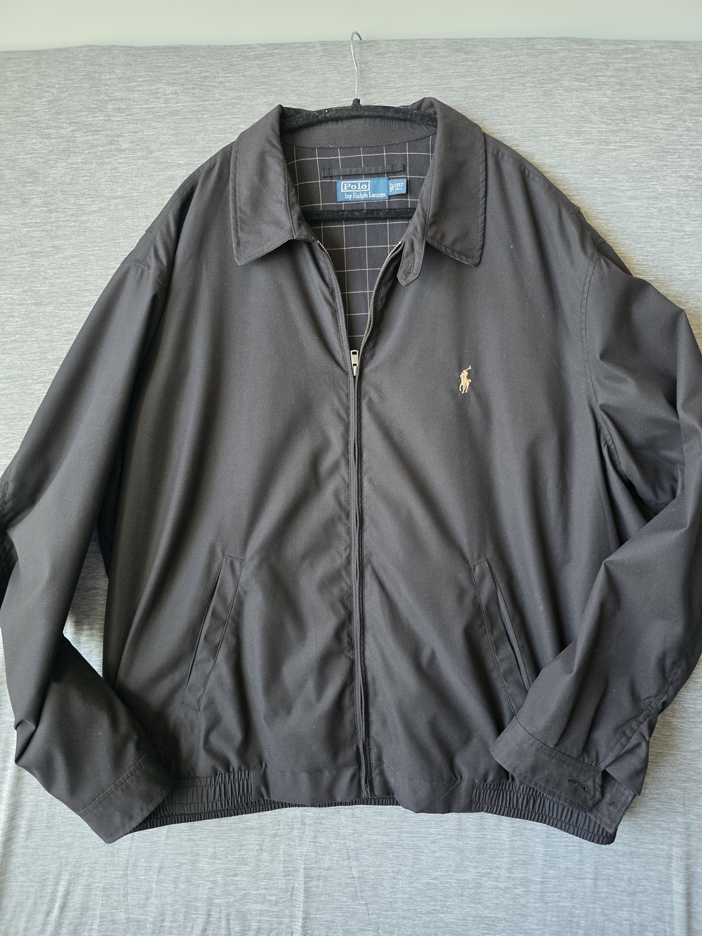 VTG Polo Ralph Lauren Black Harrington Jacket Men's 2XLT Tall Windbreaker